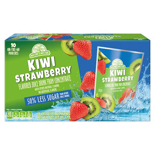 Nature's Nectar Kiwi Strawberry Juice Pouches, 60 fl oz